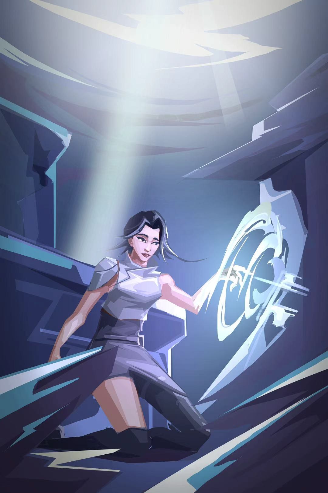 Lyra scene illustration — resonance awakening in the ruins