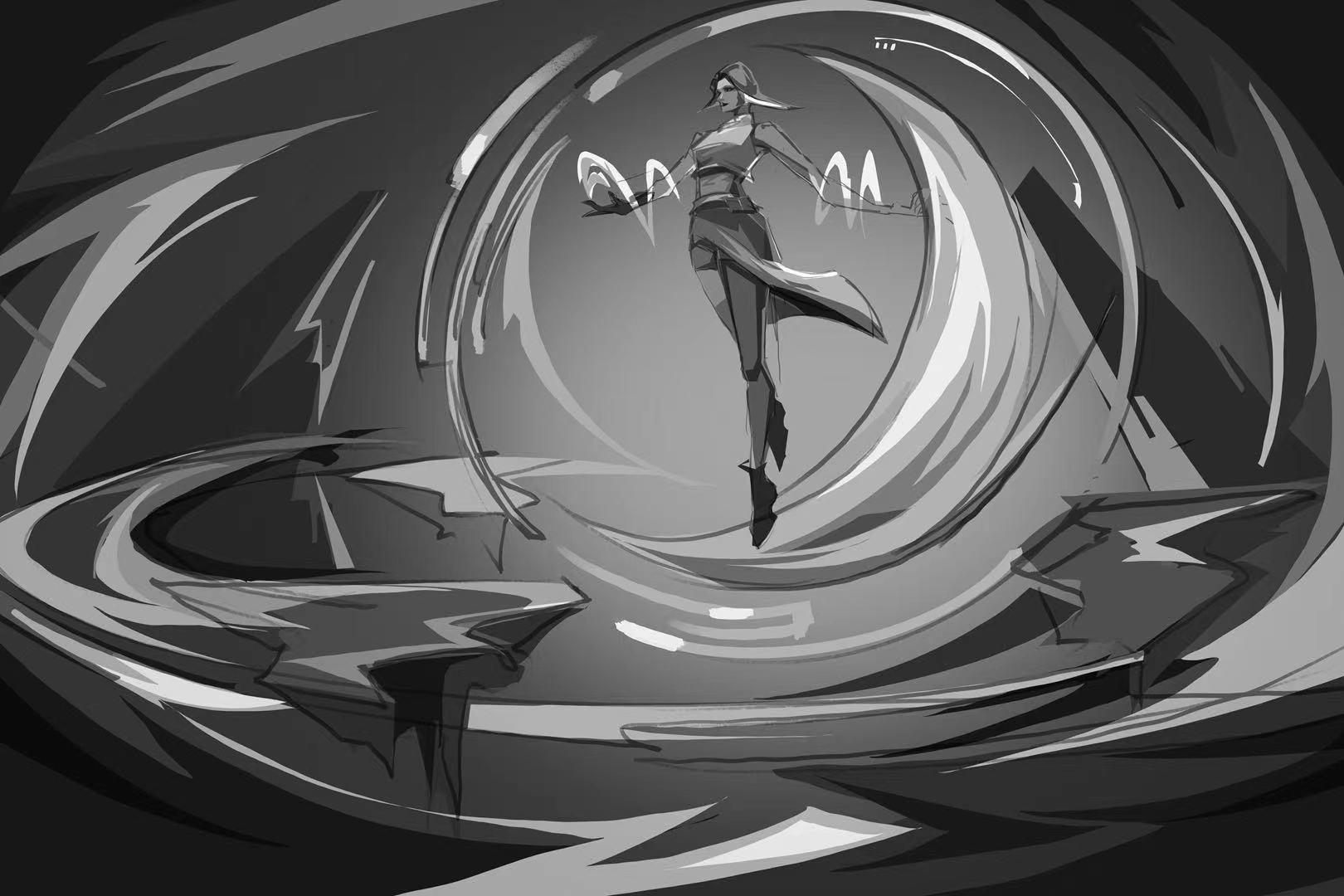 Eclipse — monochrome composition sketch